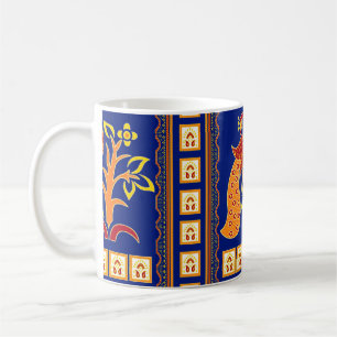 Mug Seamless traditional indian border with peacock