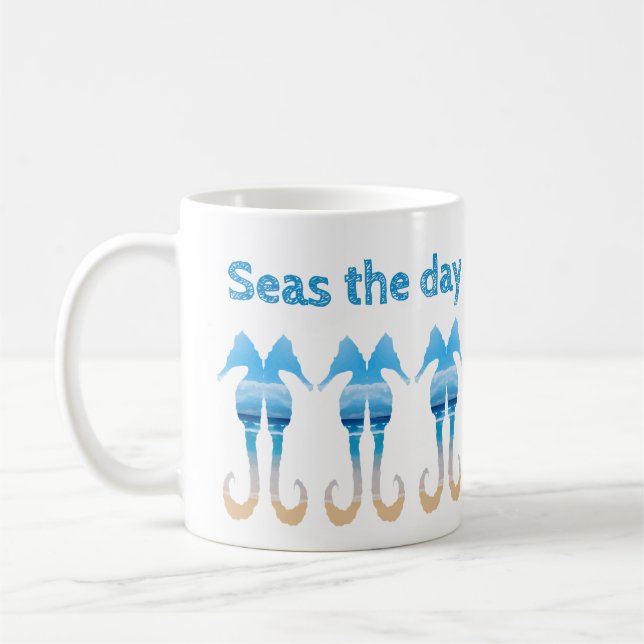 Mug Seas the Day Fun Beach Citation Seahores (Gauche)