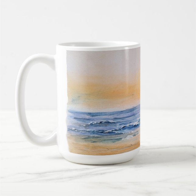Mug Seaside Sunrise - Aquarelle Peinture du paysage ma (Gauche)
