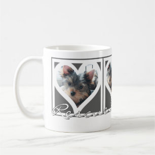 Mug SECOURIR DOG MOM Trois Photo Heart Frame Gris