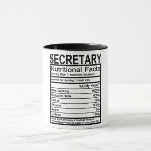 Mug Secrétaire - Faits nutritionnels