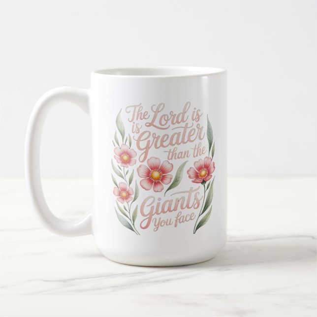Mug Seigneur plus grand que les géants vous faites fac (Gauche)