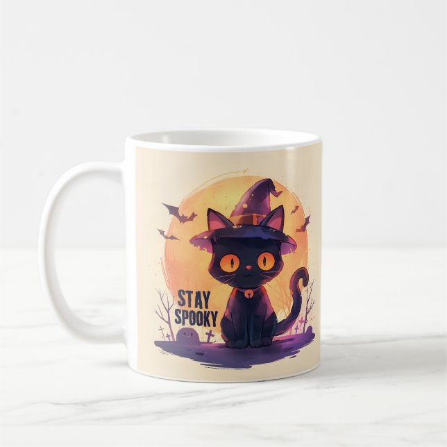 Mug Séjour Éffrayant - Citrouille Moon Cat (Gauche)