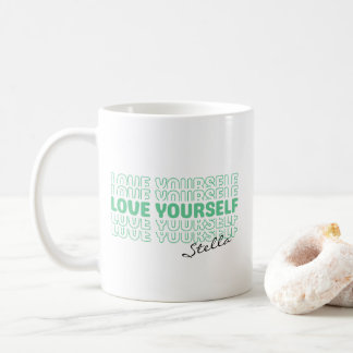 Mug Self Love Mint Wavy Retro Custom Name Text