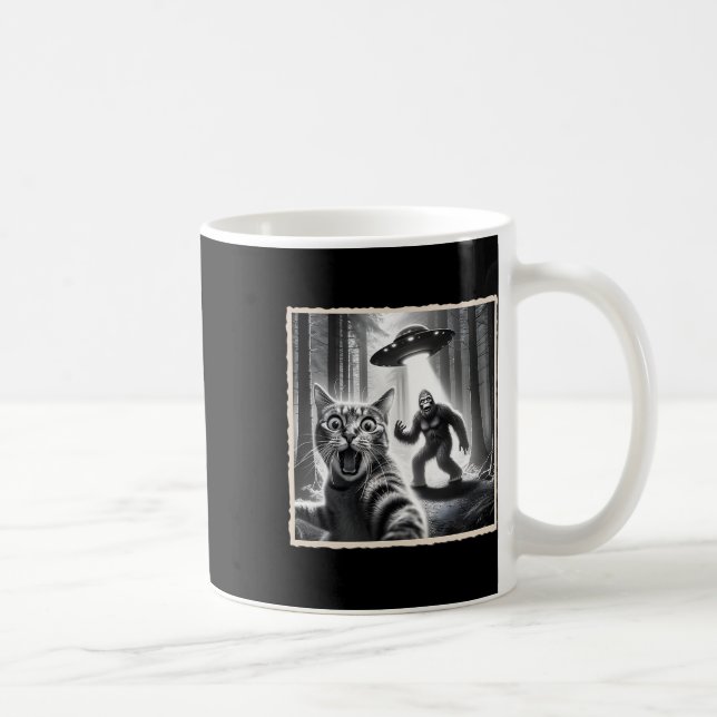 Mug Selfie De Chat Avec Bigfoot Et Ufo Funny Sasquatch (Droite)