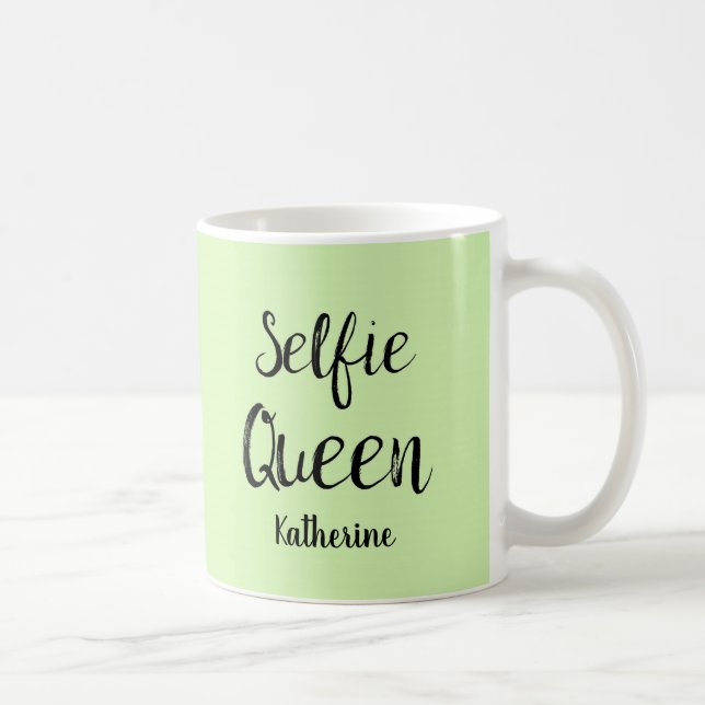 Mug Selfie Nom de la Reine Lime personnalisée Vert (Droite)