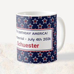 Mug Semiquincentennial Rouge Blanc Étoiles Professeur