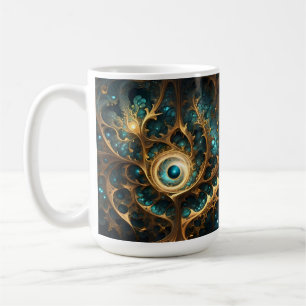 Mug Sens De La Vue Turquoise Et Or Fractée Art Abstrai