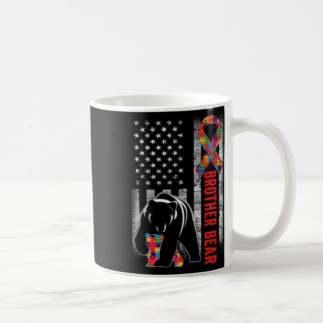 Mug Sensibilisation sur l'autisme Frère Ours Drapeau A (Droite)