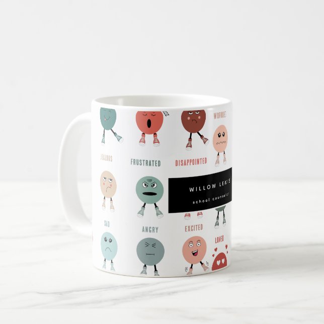 Mug Sentiments Émotions Visages Graphique Conseiller s (Devant gauche)