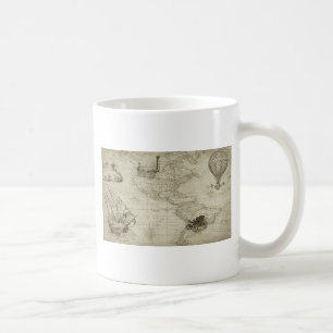Mug Sepia Old Antique Vintage États-Unis Carte Voyage