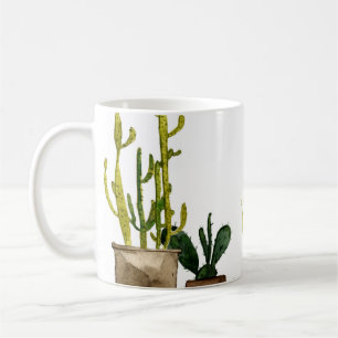 Mug Sept cactus d'aquarelle vert dessinés à la main en
