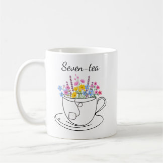 Mug Sept-Thé 70e Anniversaire Amusant Floral Fantaisis