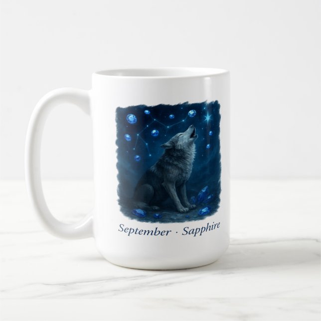Mug Septembre Sapphire - Loup céleste (Gauche)