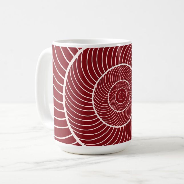 Mug Séquence de fibonacci d'escargot de la crème rouge (Devant gauche)
