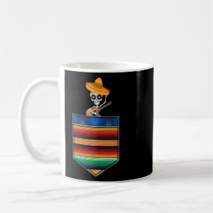 Mug Serape Calaca Poche Blanche Fête Mexicaine