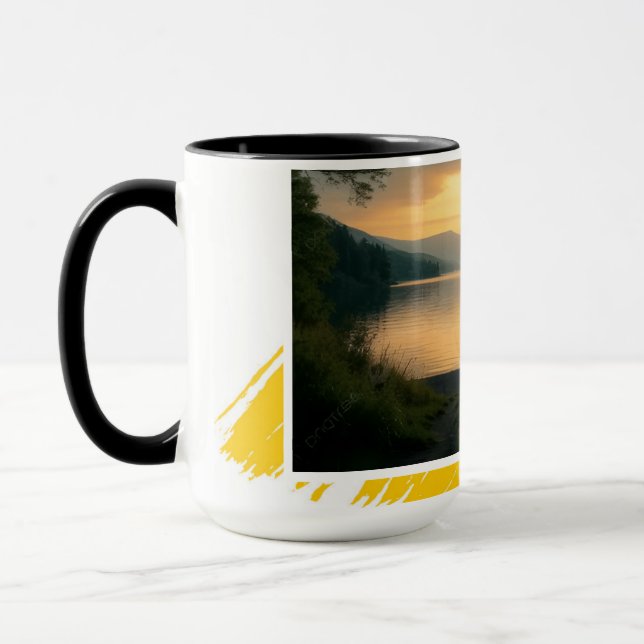 Mug Serene Lake Sunset Chill Out Modern Brushstrok (Left)