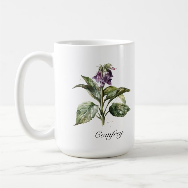 Mug Serene Watercolor Comfrey, personnalisée (Gauche)
