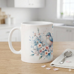 Mug Sérénité aquarelle Fleur de Merlan bleu