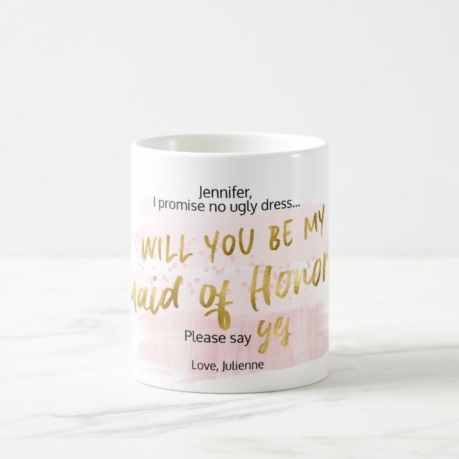 Mug Serez-vous ma femme de ménage d'honneur d'or bleu  (Centre)