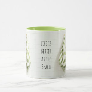 Mug Serviettes de plage à rayures vertes blanches