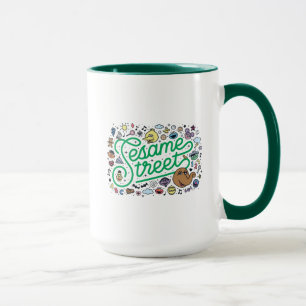 Mug Sésame Sésame Sesame Street Green Doodle Script