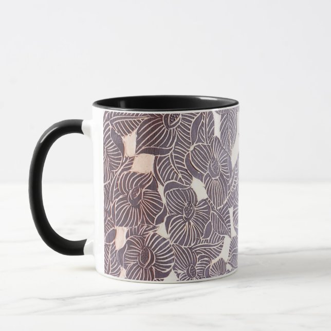 Mug Sgraffito noir floral (Gauche)