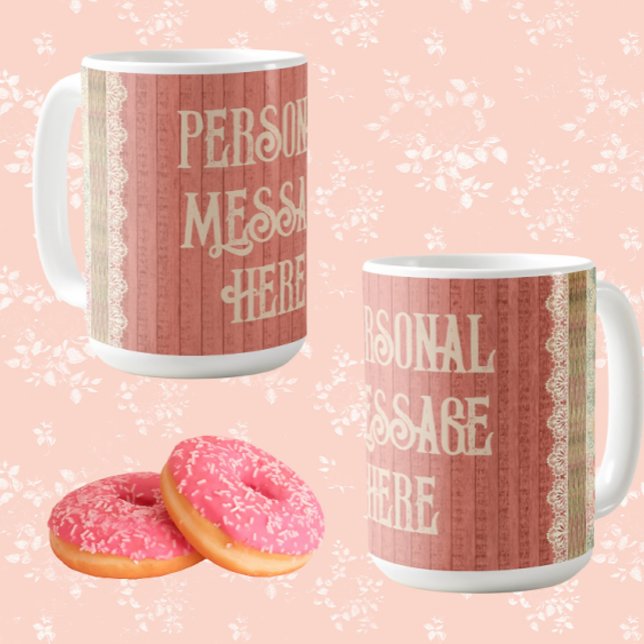 Mug Shabby Chic Lace Floral Personnalisé (Personalize it!)