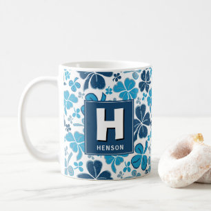 Mug Shamrock de trèfle bleu Monogrammed Saint Patrick`