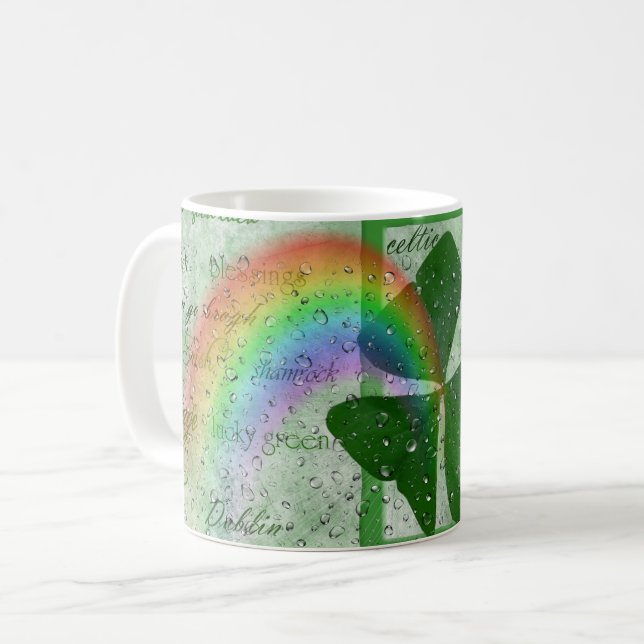 Mug Shamrock irlandais et arc-en-ciel en pluie (Devant gauche)