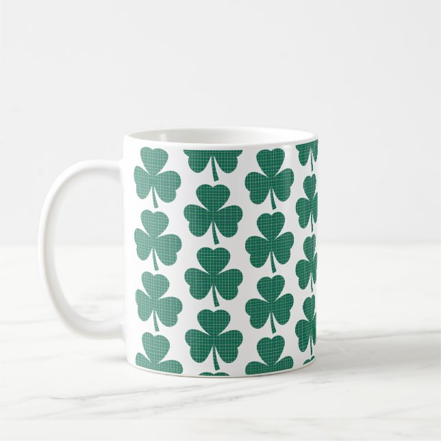 Mug Shamrock Shape Plaid Classic Green (Gauche)