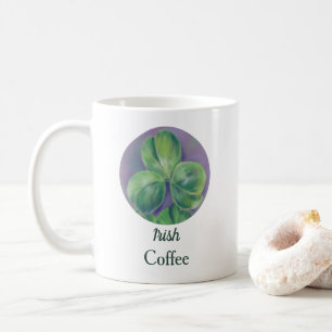 Mug Shamrocks de Clover vert sur Purple Pastel Art