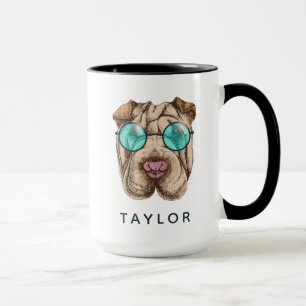 Mug Sharpei dans des lunettes de soleil   ajoutent