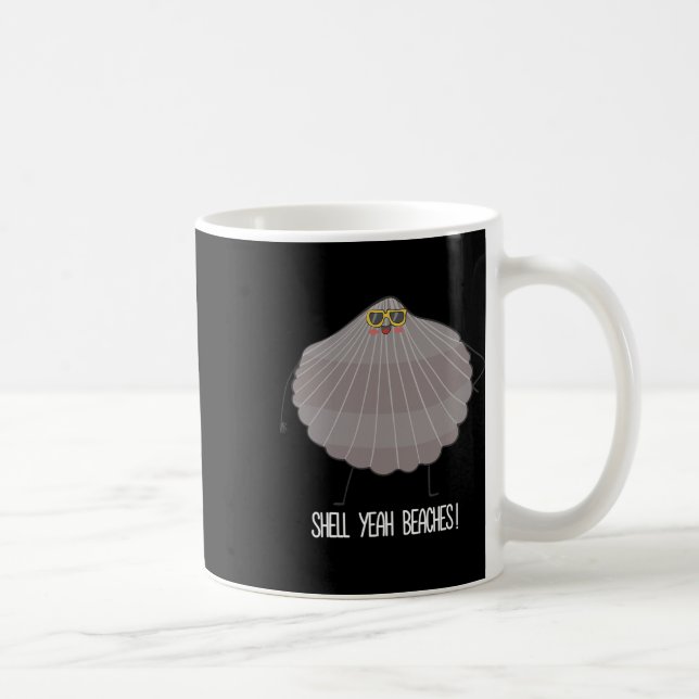 Mug Shell Ouais Plages Funny Beach Shell (Droite)