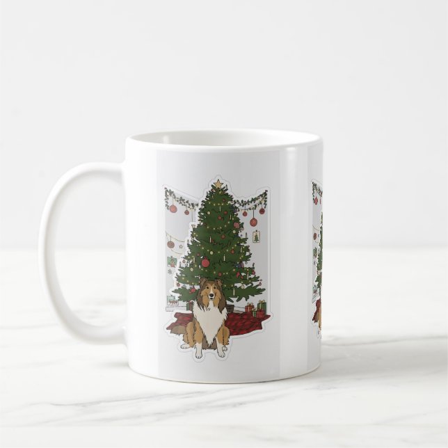 Mug Sheltie & Christmas tree (Gauche)