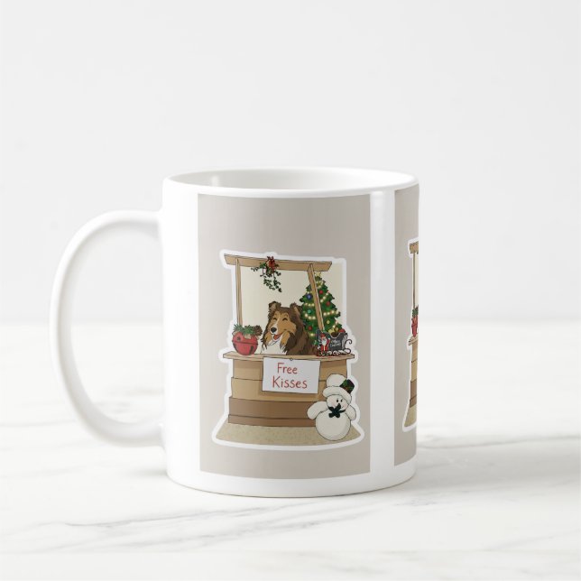 Mug Sheltie sous le gui (Gauche)
