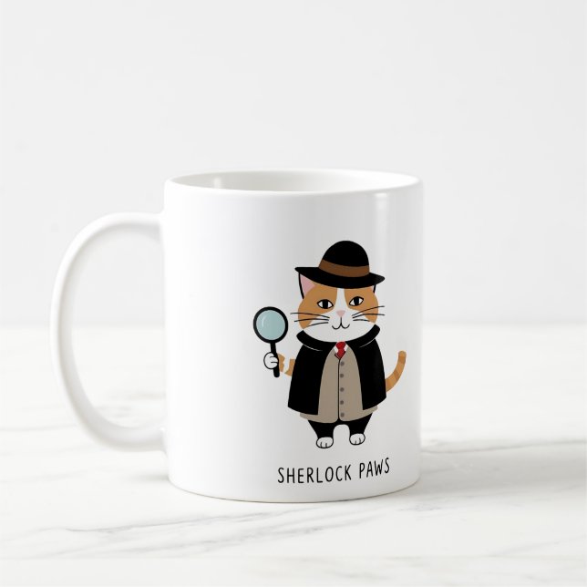 Mug Sherlock Paws, chat détective, Sleuth, solveur de  (Gauche)