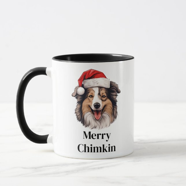 Mug Shetland Sheep Chien Santa Hat Noël (Gauche)