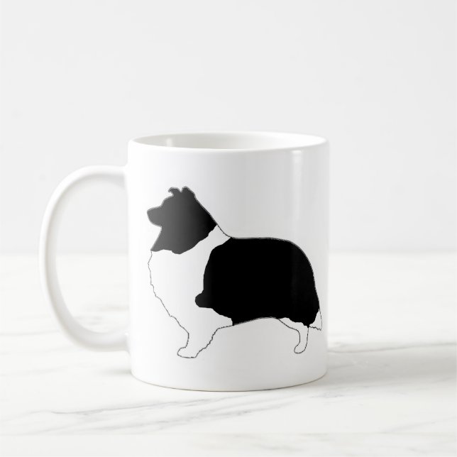 Mug Shetland Sheepdog noir et blanc SIlhouette (Gauche)