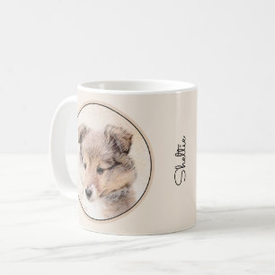 Mug Shetland Sheepdog Puppy Peinture Chien original ar