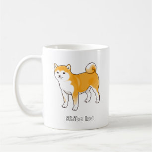 Mug Shiba Inu Debout Avec Un Pixel Art Sourire Doux