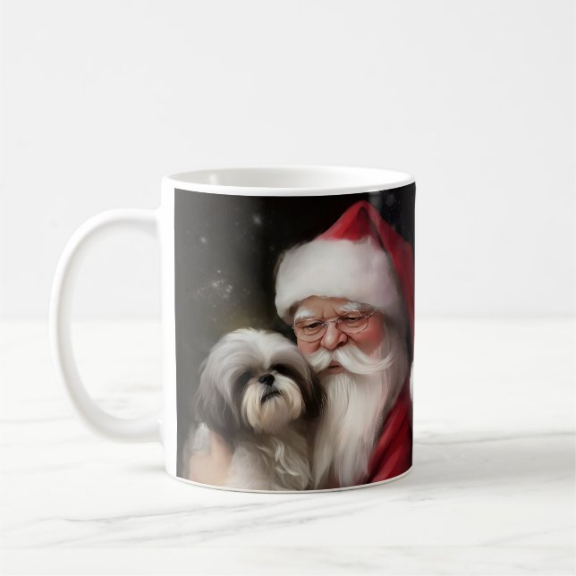 Mug Shih Tzu Avec Noël Festif Du Père Noël (Gauche)