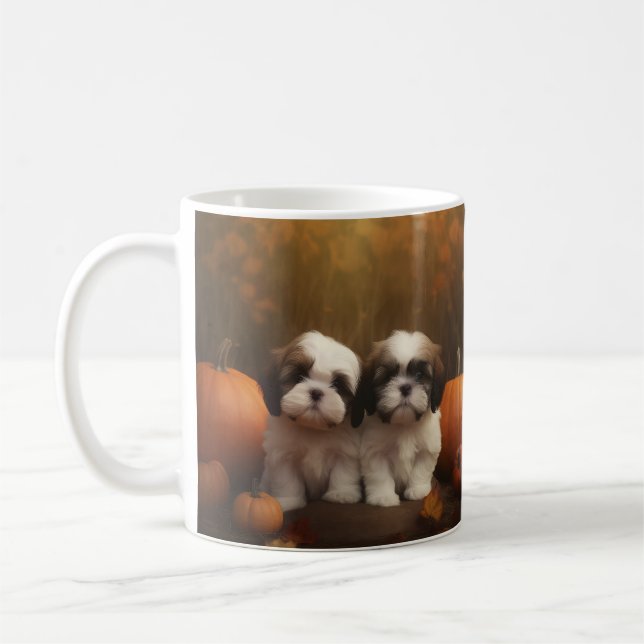 Mug Shih Tzu Puppy Automne Citrouille de plaisir (Gauche)
