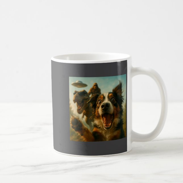 Mug Shocked Australian Shepherd Dog T-rex Bigfoot Ufo  (Droite)
