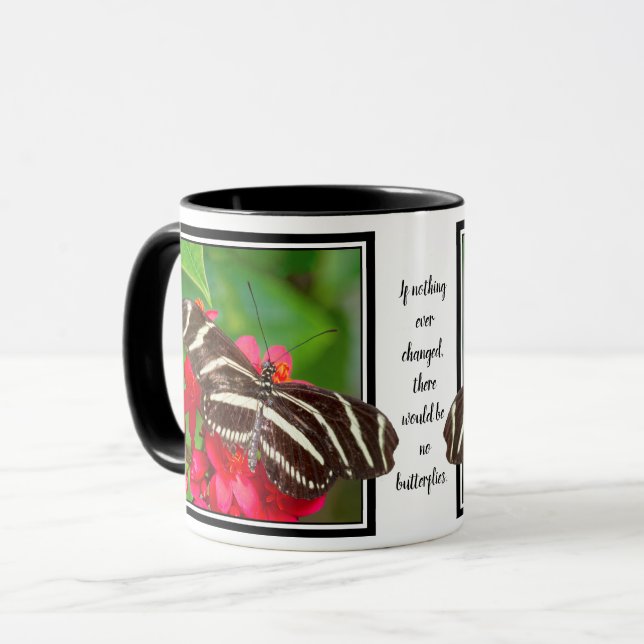 Mug Si Rien N'A Jamais Changé | Photo de papillon Zebr (Devant gauche)