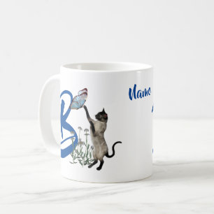 Mug Siamese Papillon de chat Monogramme initial B Nom