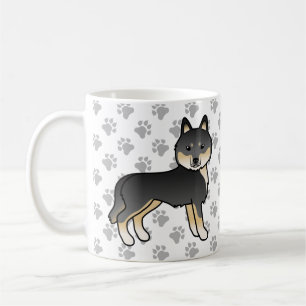 Mug Siberian Husky noir et feu, chien de dessin animé