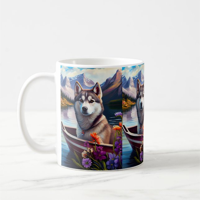 Mug Sibérien Husky à la pagaie : une aventure Pittores (Gauche)