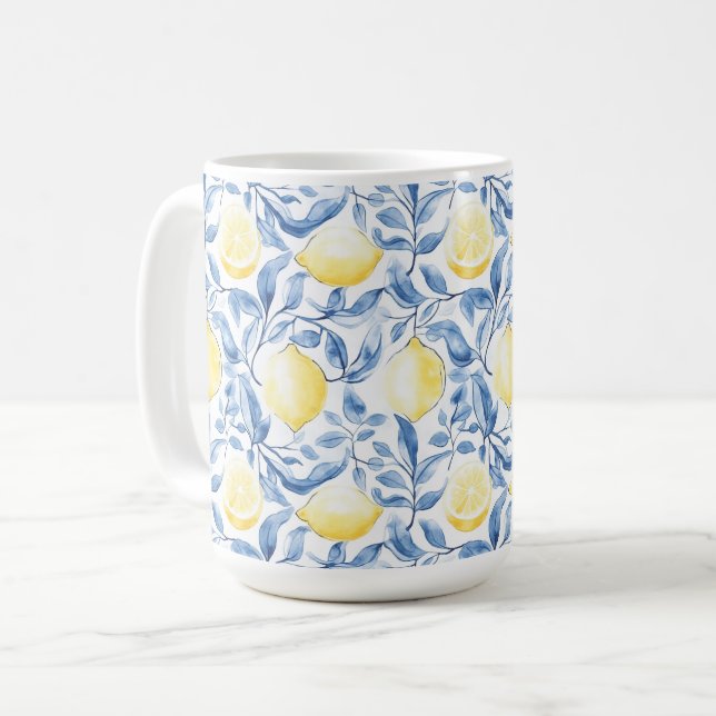 Mug Sicile Italien Rustique Feuilles Citrons  (Devant gauche)