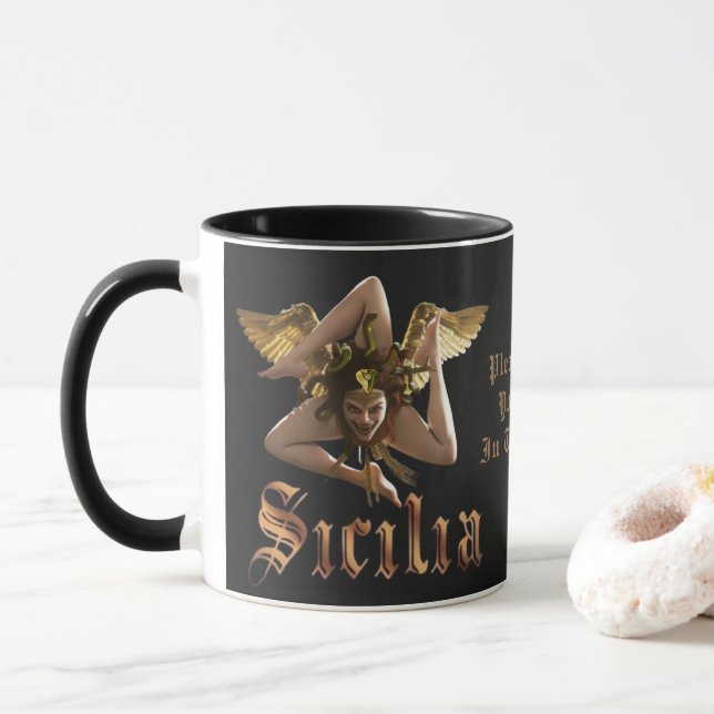 Mug Sicile / Sicilia Trinacria Boug cadeau personnalis (Avec donut)